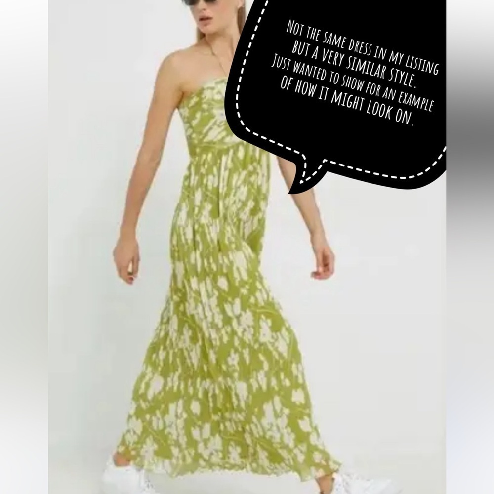 Sincerely Jules lime green tropical floral pattern maxi dress size small - Picture 9 of 9